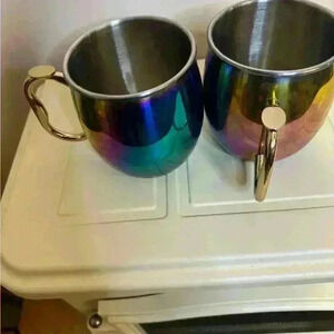 Two OGGI Rainbow Coffee Mugs